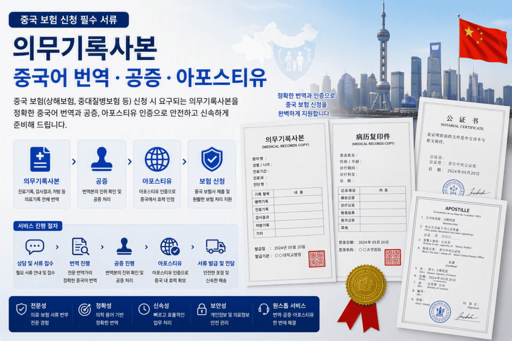 의무기록사본중국어번역공증
